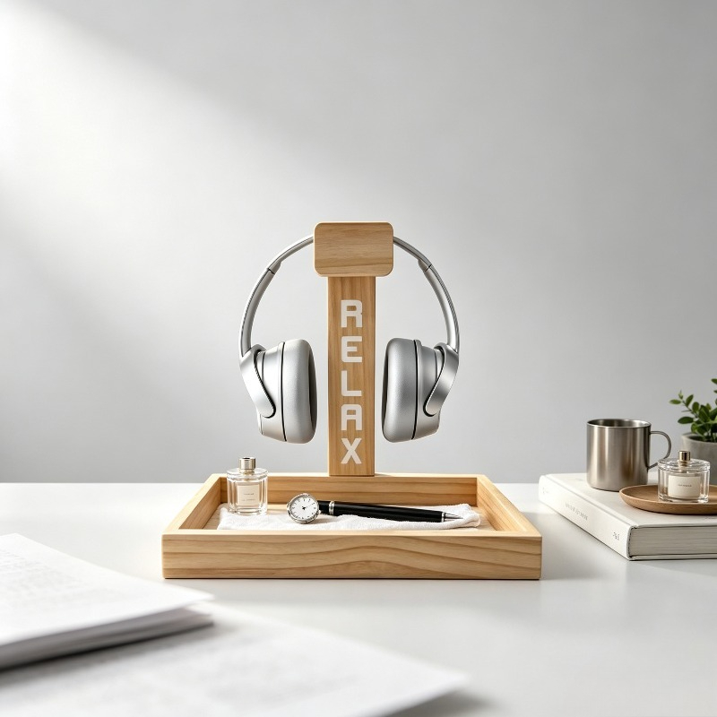 Gaming Accessories For Room - Houten gaming-headsetstandaard, bureauhouder en organizer voor